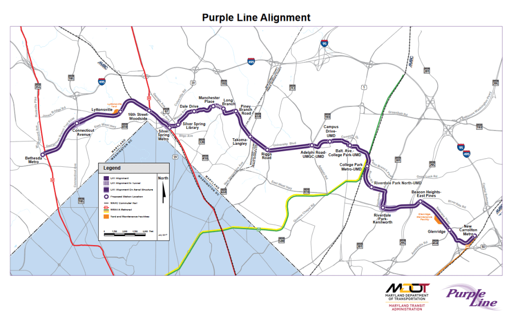 Purple Line Rail Map